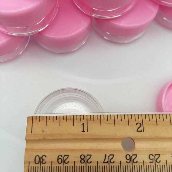 10 Lip Balm Cosmetic Containers 3 Gram/ML Pink Lid Plastic Makeup Cream Sample - Picture 6 of 6